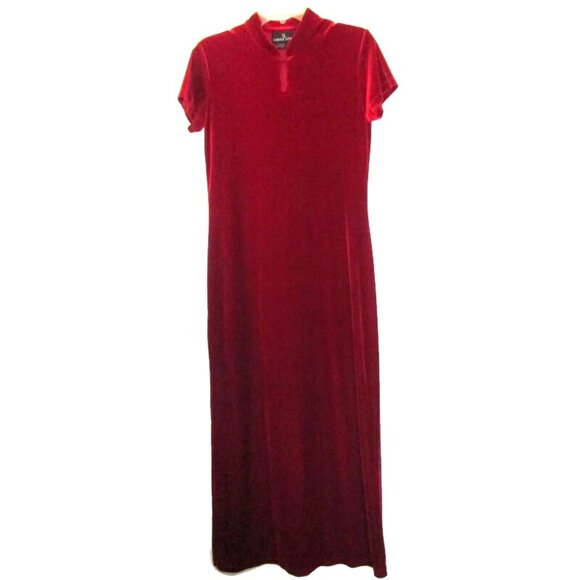 1990s vintage red velvet asian dress size medium - Picture 5 of 6
